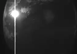 CCD blooming caused by the overexposed Moon