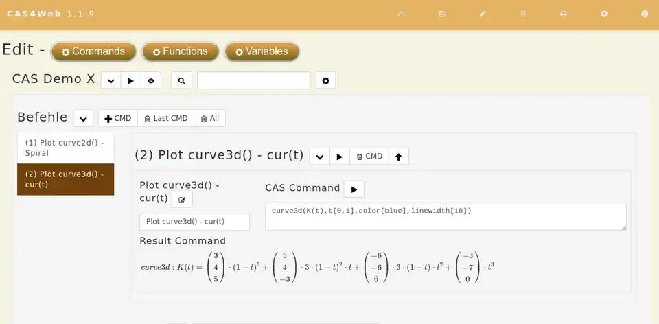CAS4Wiki Kurve im dreidimensionalen Raum