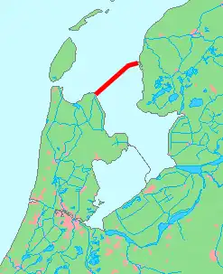 Afsluitdijk in red. This is an "enclosure dam" and/or dyke. The Netherlands of dams and/or dykes!